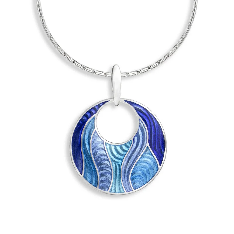 hammered gold signet ring Multi Blue Rio Circle Necklace. Sterling Silver