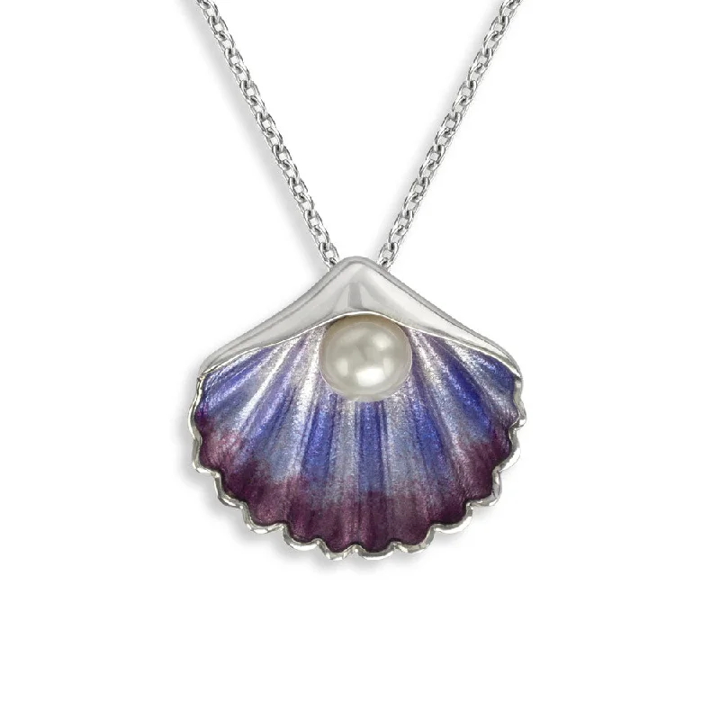 gold heart-shaped pendant necklace Purple Shell Necklace Sterling Silver-Freshwater Pearl
