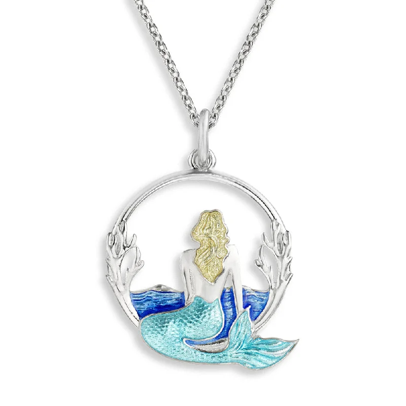 layered gold coin pendant necklace Turquoise Mermaid Necklace. Sterling Silver