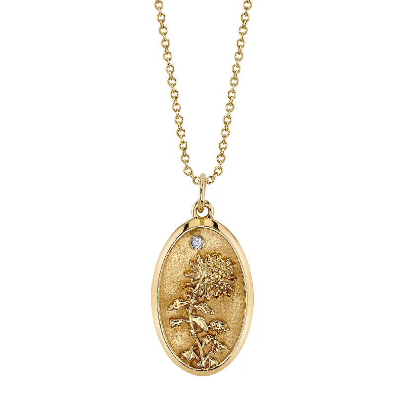 heart pendant necklace gold NOVEMBER BIRTH FLOWER CHARM