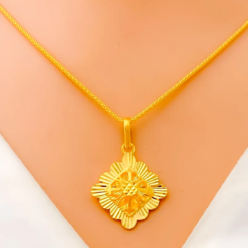 Opulent Eclectic 22k Gold Square Necklace