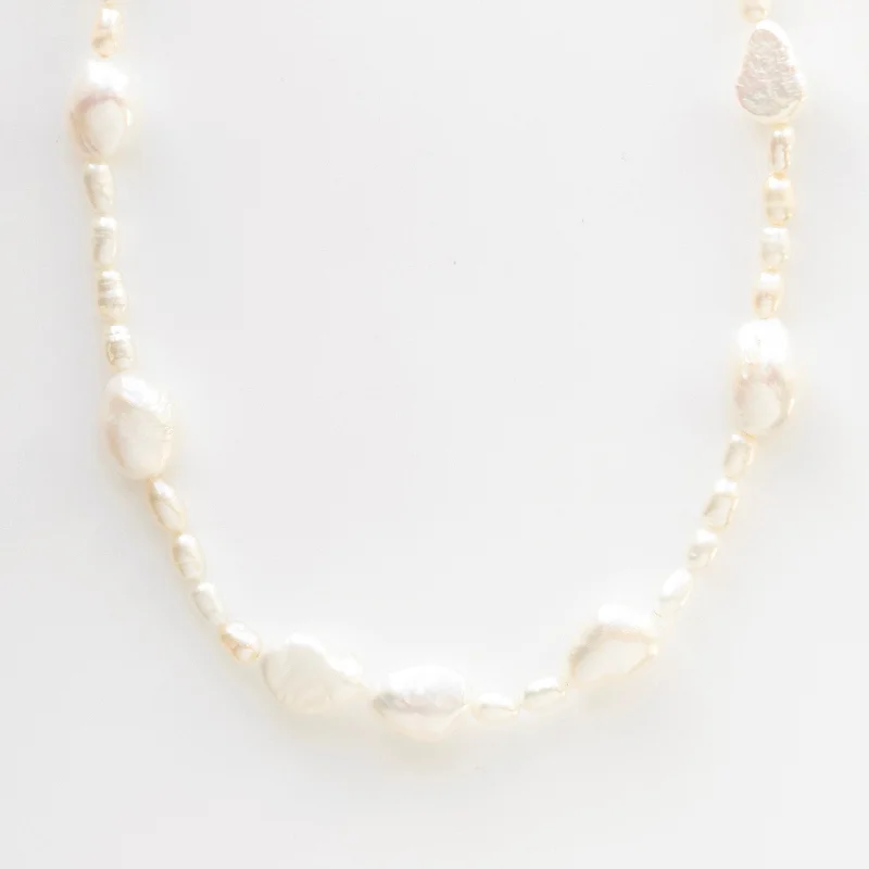 vintage locket necklace gold Organic Mixed Pearl Necklace