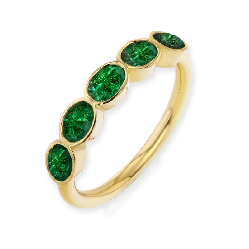 personalized coordinates ring custom EMERALD OVAL BEZEL RING