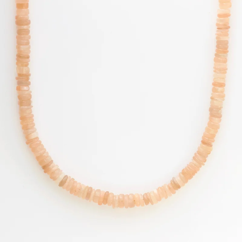 multi-gemstone eternity band Peach Moonstone Chunky Beaded Necklace