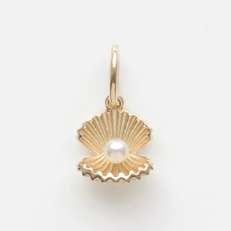 minimalist crystal quartz ring Pearl Clam Shell Charm