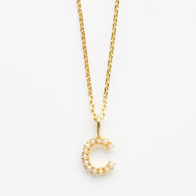 custom star sign necklace Pearl Initial Necklace