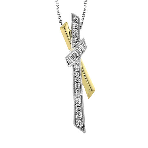 gold-plated figaro chain Pendant in 18k Gold with Diamonds