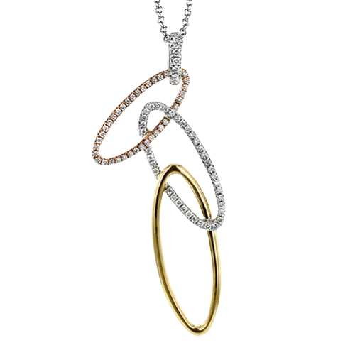 vintage-style garnet ring Pendant in 18k Gold with Diamonds