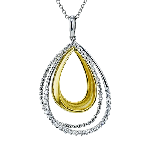 simple crescent moon ring Pendant in 18k Gold with Diamonds