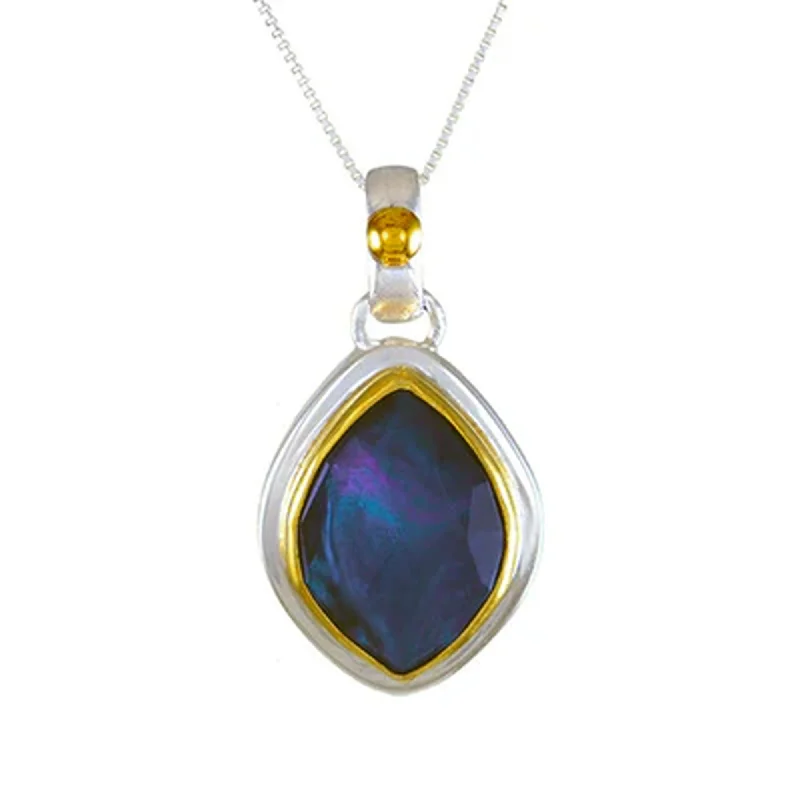 modern geometric drop earrings Mother of Pearl and Vermeil Pendant