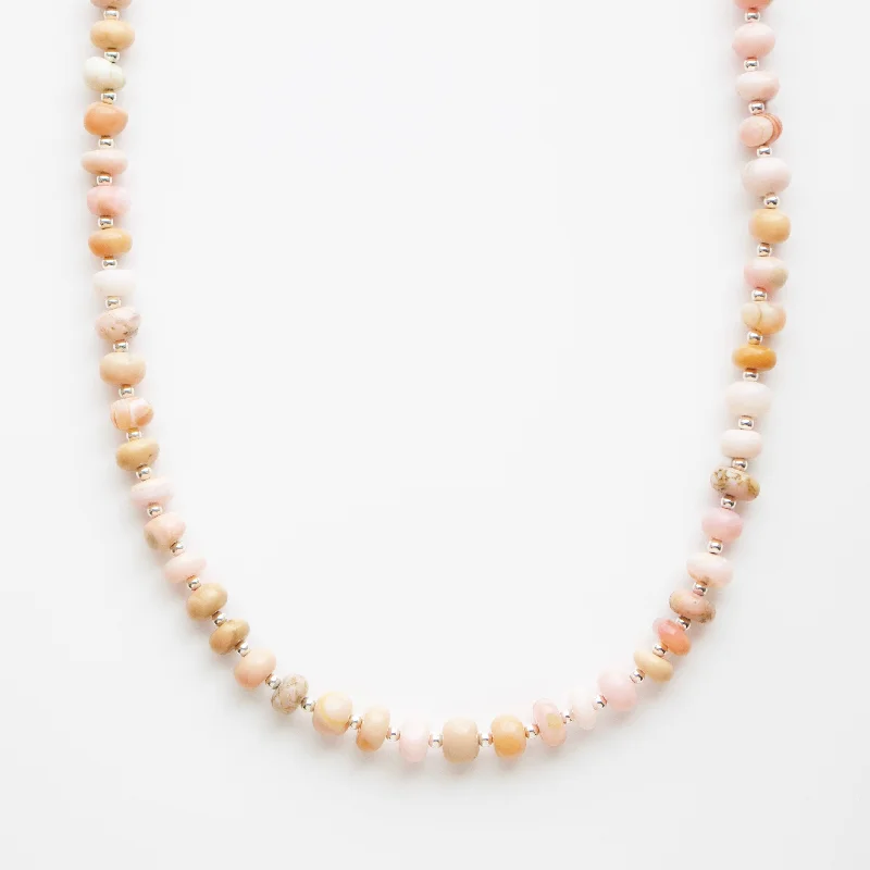 hexagon-shaped engagement ring unique Pink Opal Beaded necklace
