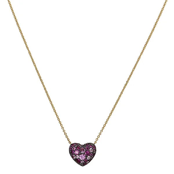 simple crescent moon ring Pink Sapphire Heart Necklace