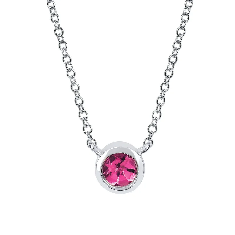 simple crystal earrings Pink Tourmaline Bezel Set Pendant