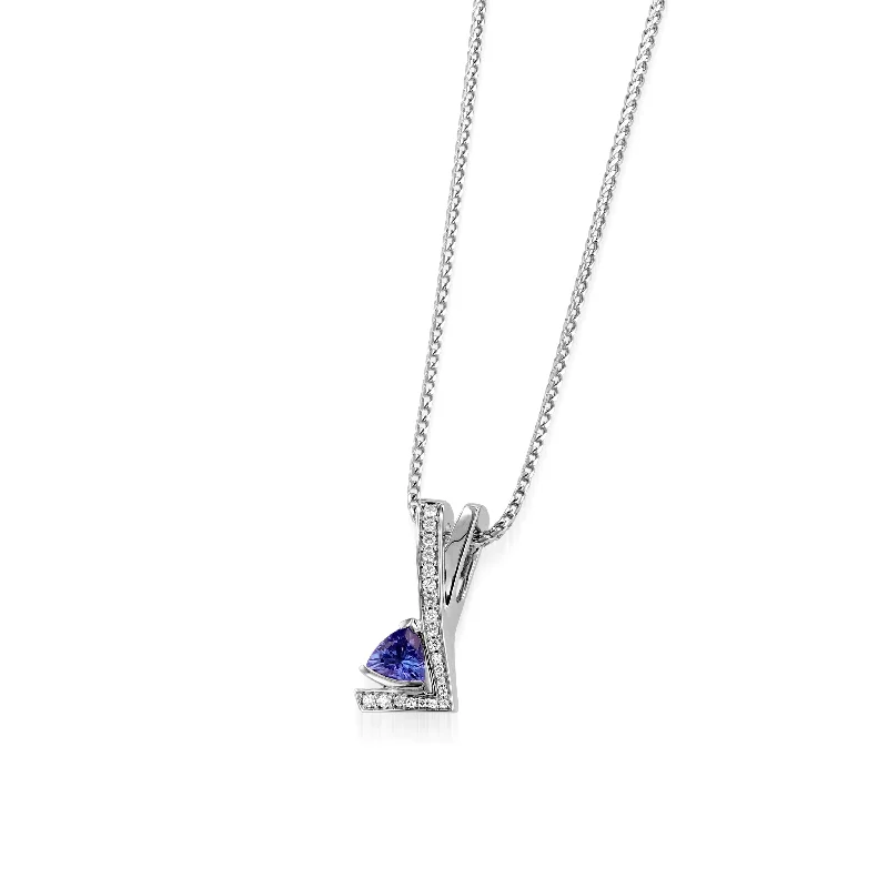 dainty gold chain ring Pinnacle Petite Gemstone Pendant Necklace with Pave Diamonds