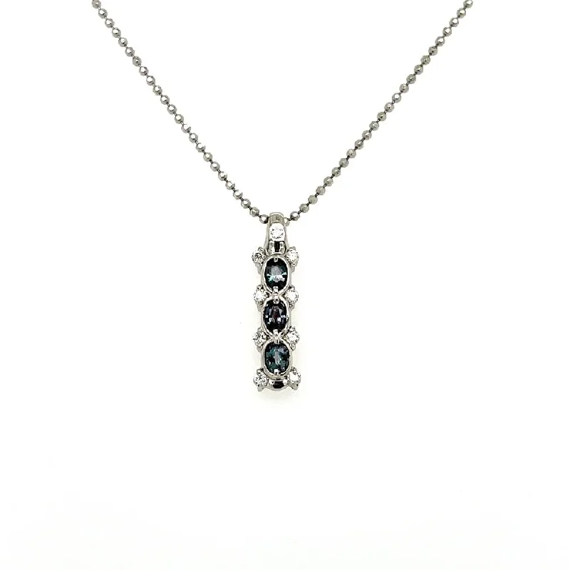 delicate chain necklace gold Platinum 3 Alexandrite & Diamond Drop Pendant Necklace 6.4g, 18" Adjustable at Regard Jewelry in Austin, Texas delicate chain necklace gold Platinum 3 Alexandrite & Diamond Drop Pendant Necklace 6.4g, 18" Adjustable at Regard Jewelry in Austin, Texas