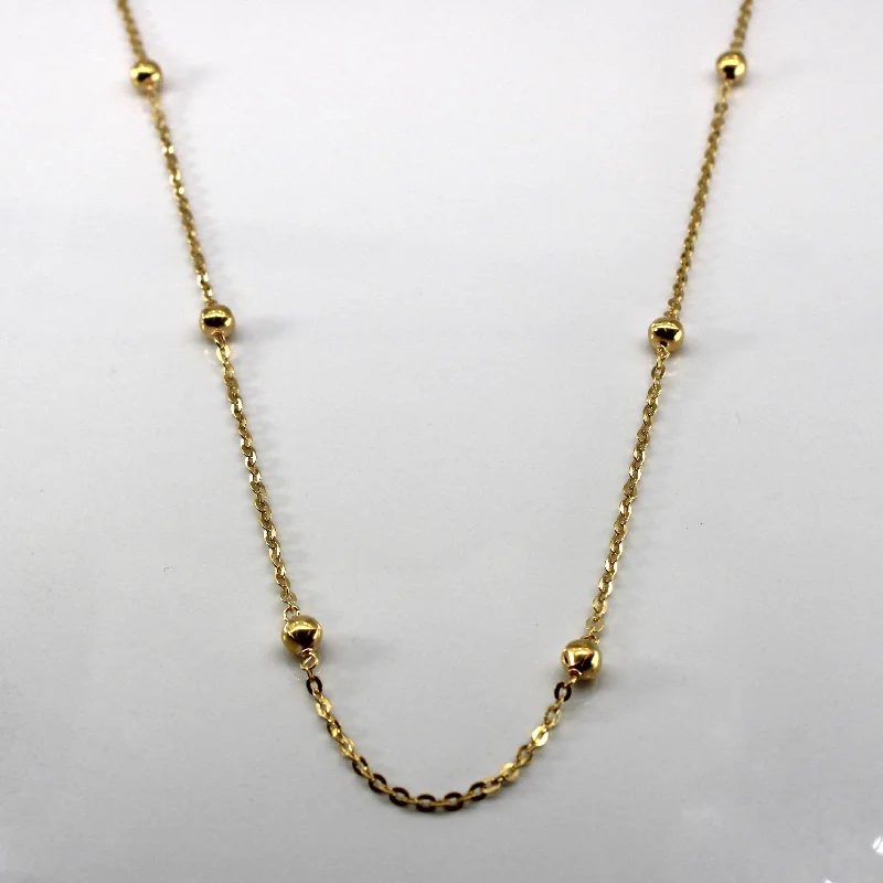 unique diamond tennis bracelet Rolo Chain with Beads Gold Necklace | 46"|