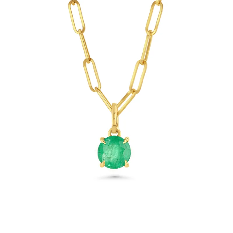 Round Emerald Prong Set Charm