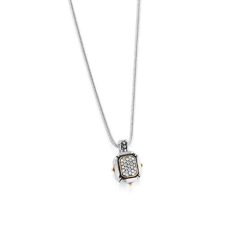 double-layered choker necklace Sahara Small Diamond Pave Pendant Necklace