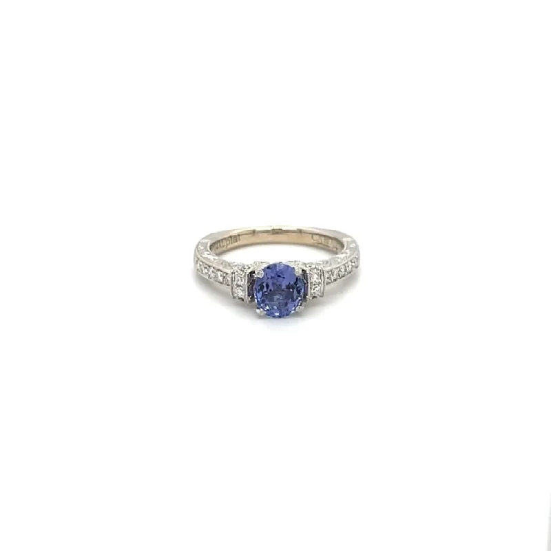 minimal diamond bar necklace Sapphire and Diamond Ring at Regard Jewelry in Austin, Texas