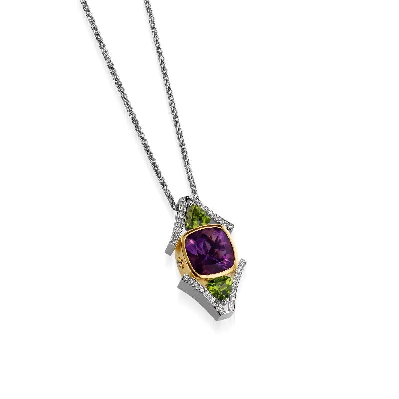 modern geometric earrings gold Signature Amethyst, Peridot, and Pave Diamond Pendant Necklace modern geometric earrings gold Signature Amethyst, Peridot, and Pave Diamond Pendant Necklace
