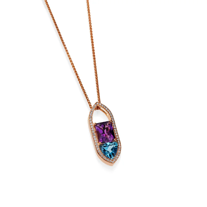 vintage filigree engagement ring Signature Blue Topaz, Amethyst and Diamond Pendant Necklace vintage filigree engagement ring Signature Blue Topaz, Amethyst and Diamond Pendant Necklace