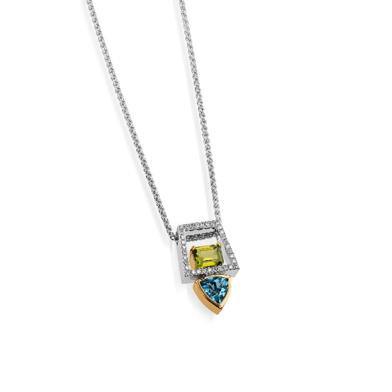 celestial constellation necklace silver Signature Blue Topaz and Peridot Pendant Necklace celestial constellation necklace silver Signature Blue Topaz and Peridot Pendant Necklace