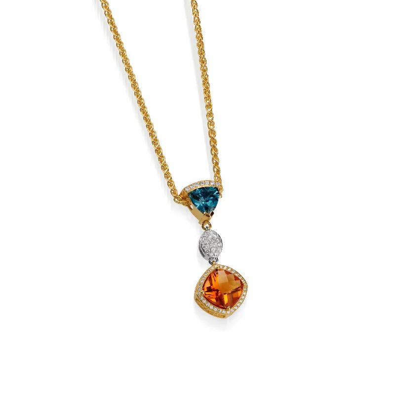 vintage filigree locket necklace Signature Citrine, Blue Topaz, and Diamond Pendant Necklace vintage filigree locket necklace Signature Citrine, Blue Topaz, and Diamond Pendant Necklace