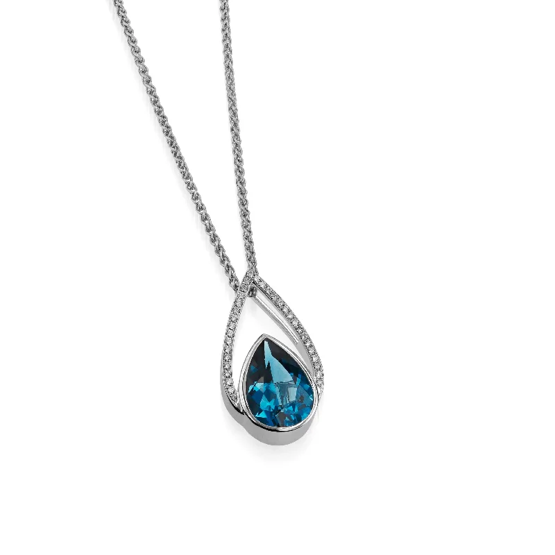 silver anklet with charms Signature London Blue Topaz Pendant Necklace