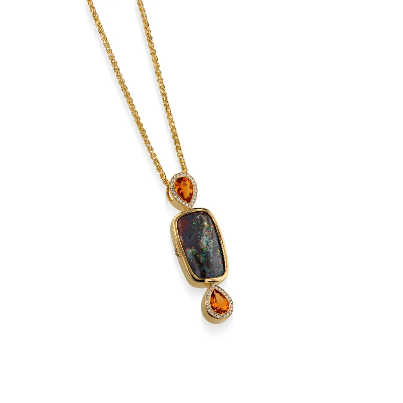 chunky chain necklace trendy Signature Opal, Citrine, and Pave Diamond Pendant Necklace chunky chain necklace trendy Signature Opal, Citrine, and Pave Diamond Pendant Necklace