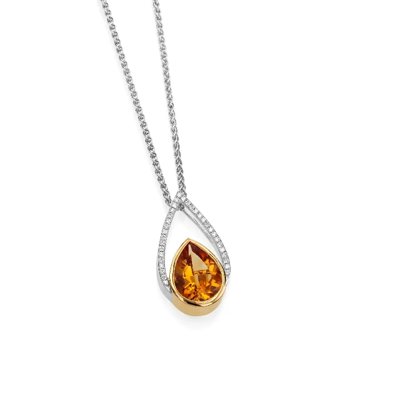 handcrafted silver cross pendant Signature Pear Citrine and Diamond Pendant Necklace handcrafted silver cross pendant Signature Pear Citrine and Diamond Pendant Necklace