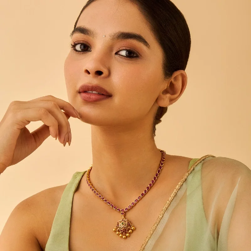 diamond halo pendant necklace Silver Temple Necklace 170005