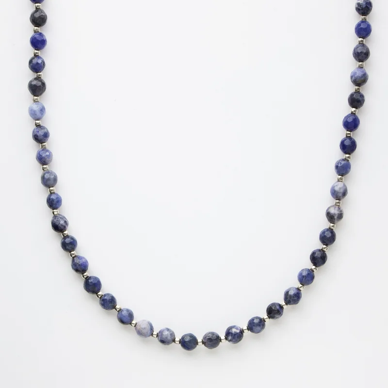 vintage locket necklace gold Blue Sodalite Beaded Necklace