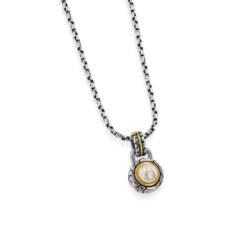 minimalist stacking rings set Solar Eclipse Pearl Pendant Necklace