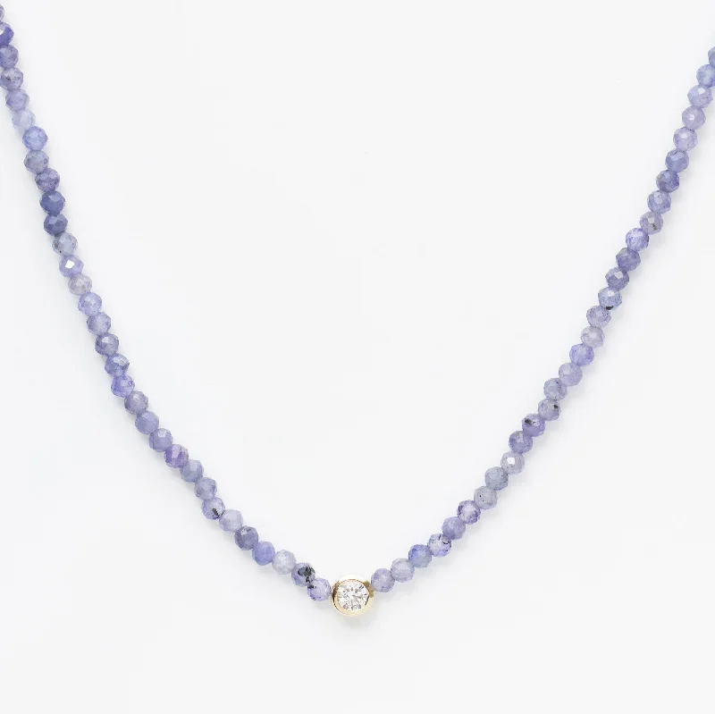 dainty rose gold chain bracelet Solitaire Diamond Tanzanite Beaded Necklace