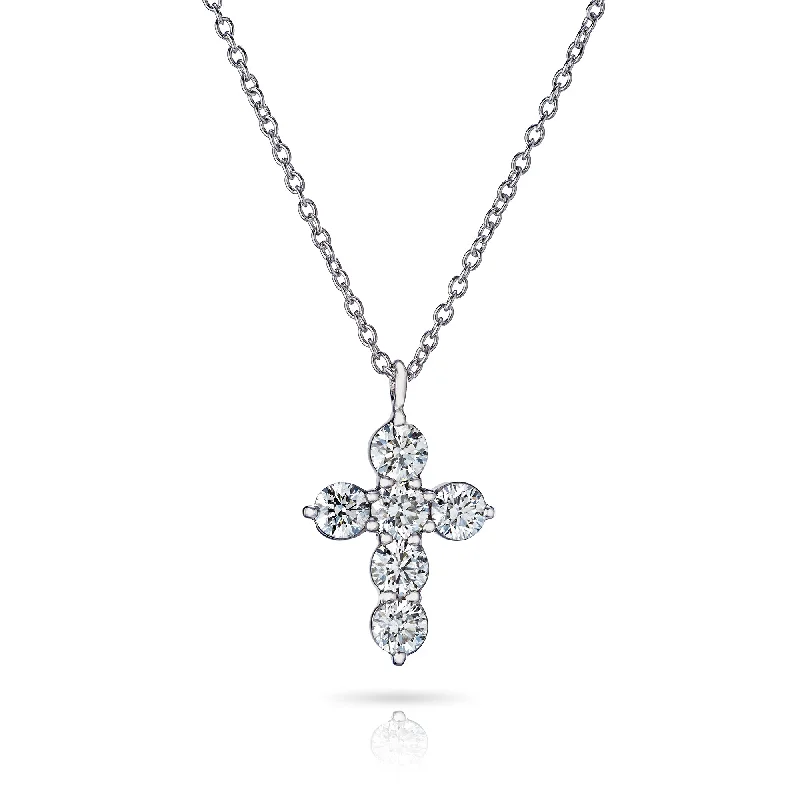 minimalist gold square earrings Spark Diamond Cross Necklace 18KW
