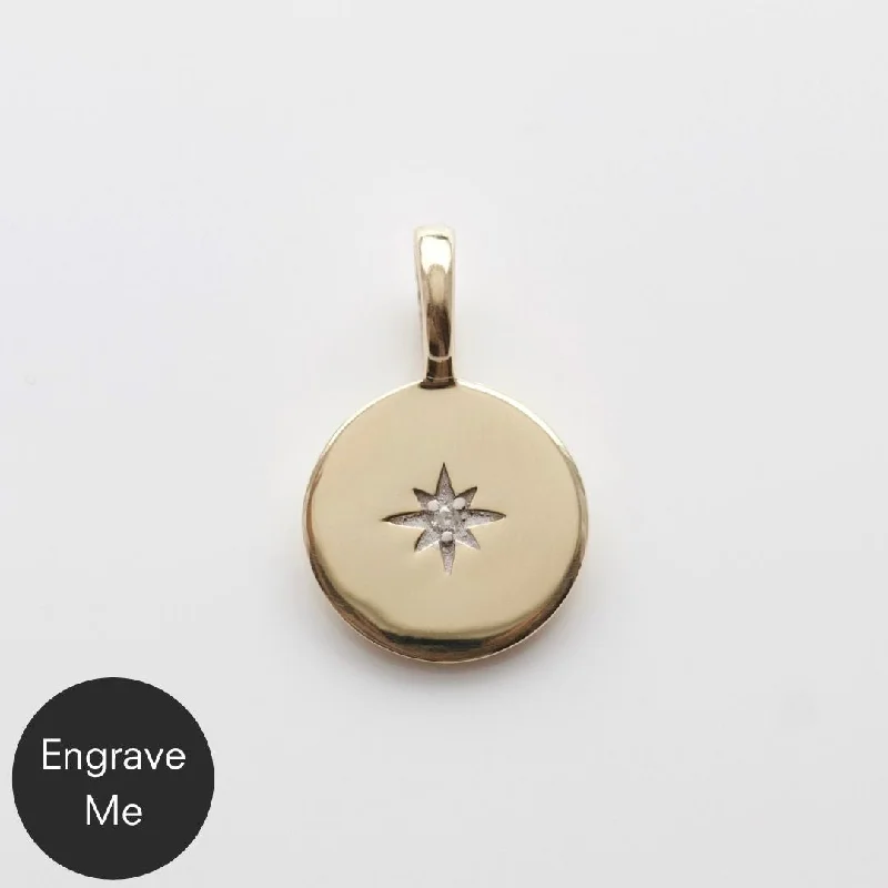 gold and turquoise statement ring Star Set Diamond Engravable Coin Pendant