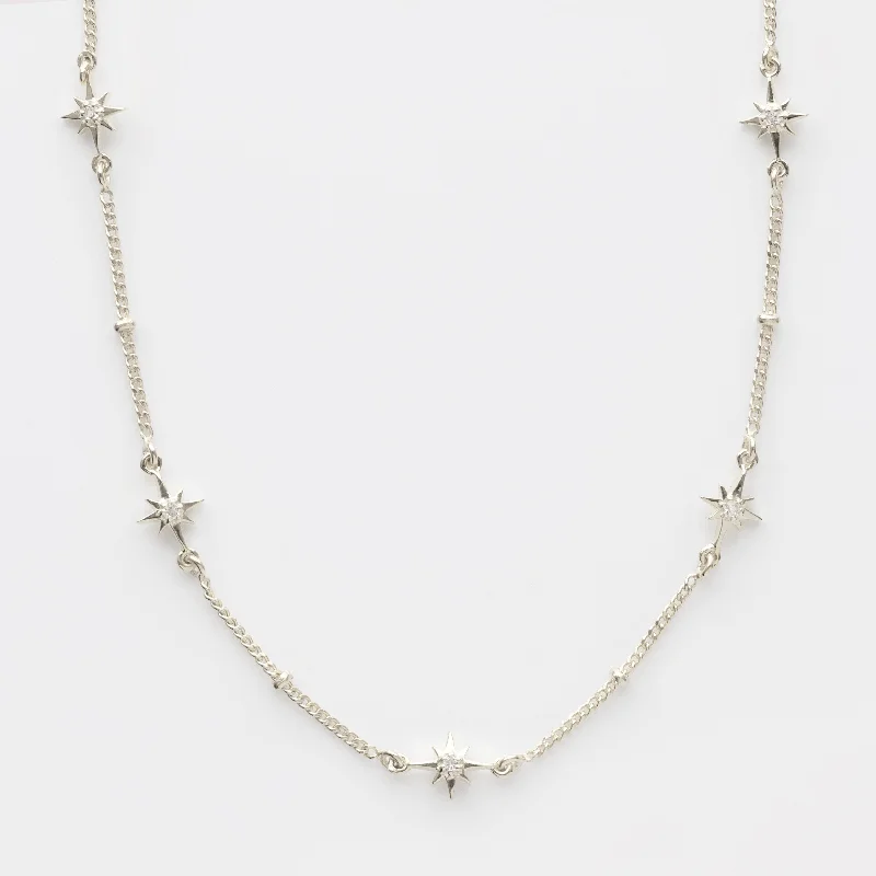 classic tennis bracelet white gold Dainty White Topaz Star Chain