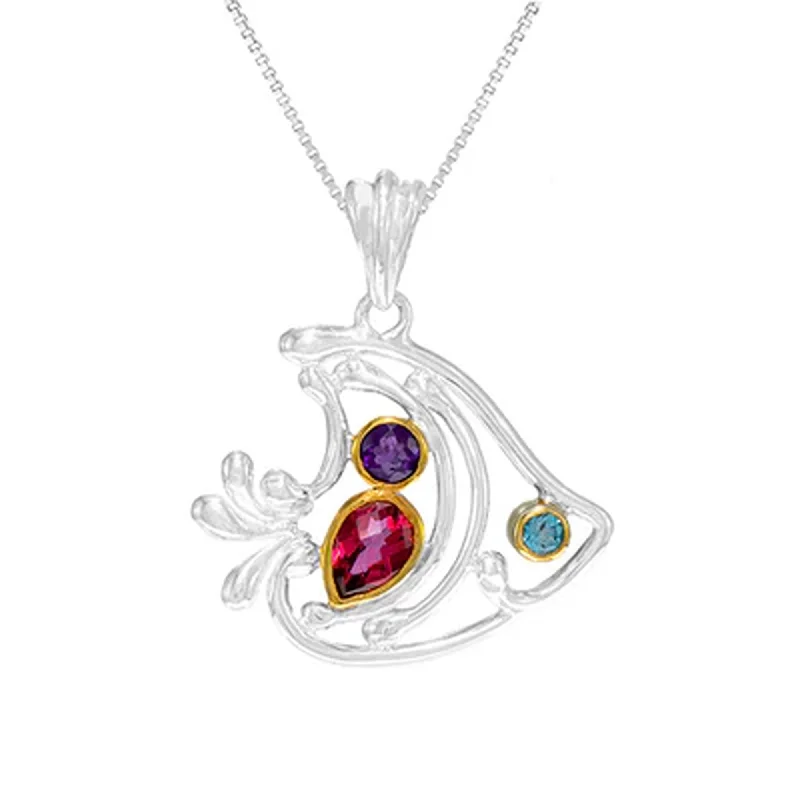 vintage lock and key necklace Sterling Silver Necklace with African Amethyst and Topaz