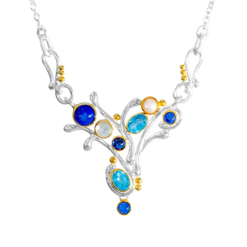 real turquoise drop earrings Sterling Silver Necklace with Topaz and Opal