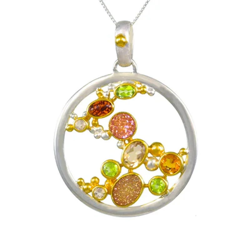 minimalist birthstone bangle Sterling Silver Pendant with Druzy