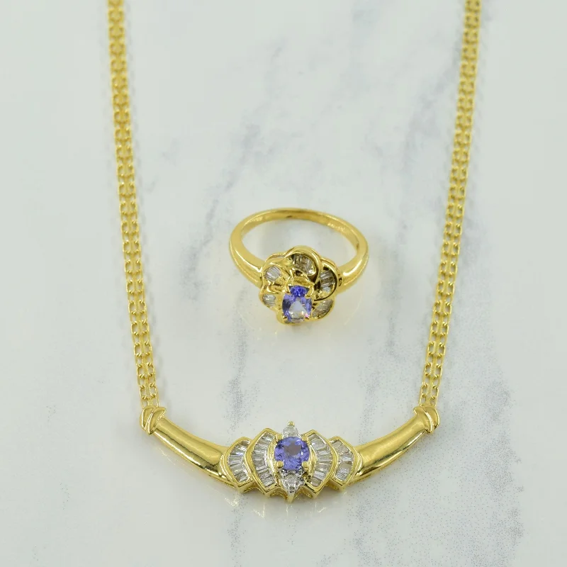 bold gothic vampire ring Tanzanite & Diamond Suite | 0.76ctw, 0.30ctw | 17.5" | SZ 5.5 |