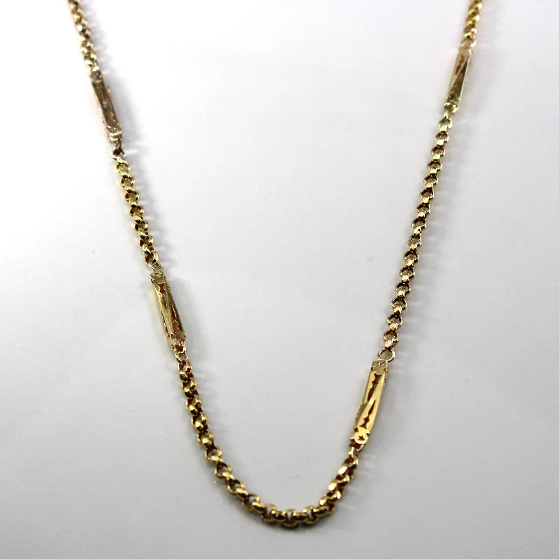 vintage diamond pendant necklace 10k Yellow Gold Textured Rolo Link Necklace | 32"|