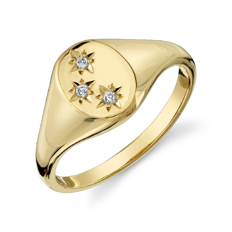 THREE STAR SIGNET RING