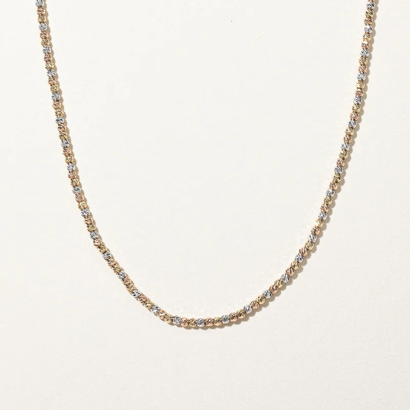 natural turquoise ring handmade 10k Tri Tone Gold Beaded Chain | 18"|
