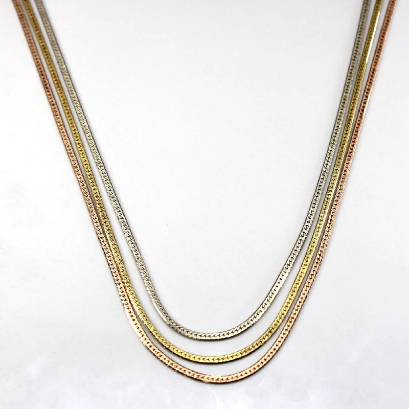 unique moon phase ring 10k Tri Tone Gold Multi Layer Chain Necklace | 16"|