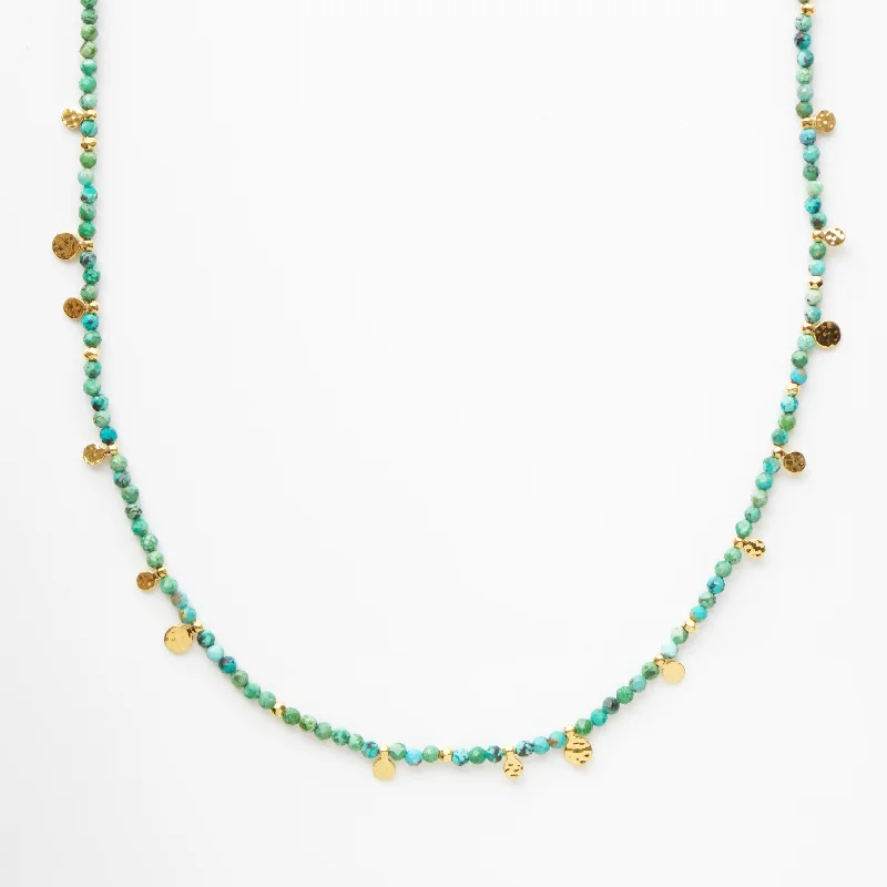 double-layered choker necklace Turquoise Coin Necklace