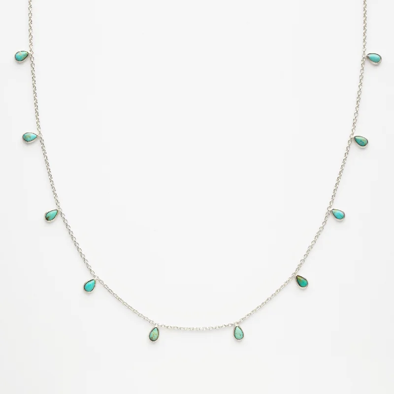 titanium black matte ring Turquoise Dainty Droplet Necklace