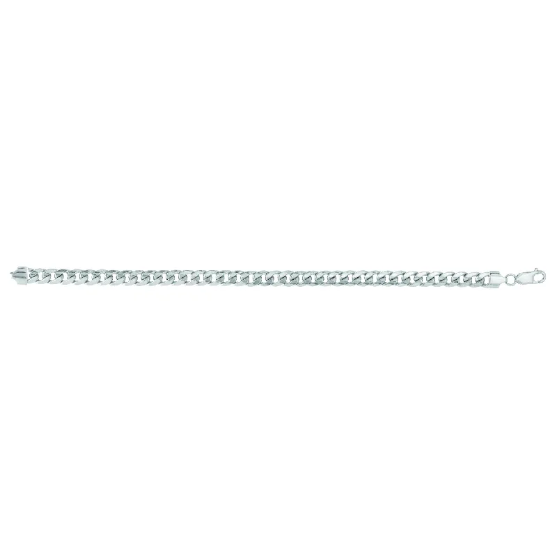 White 14K Gold 7mm Semi-Solid Miami Cuban Chain