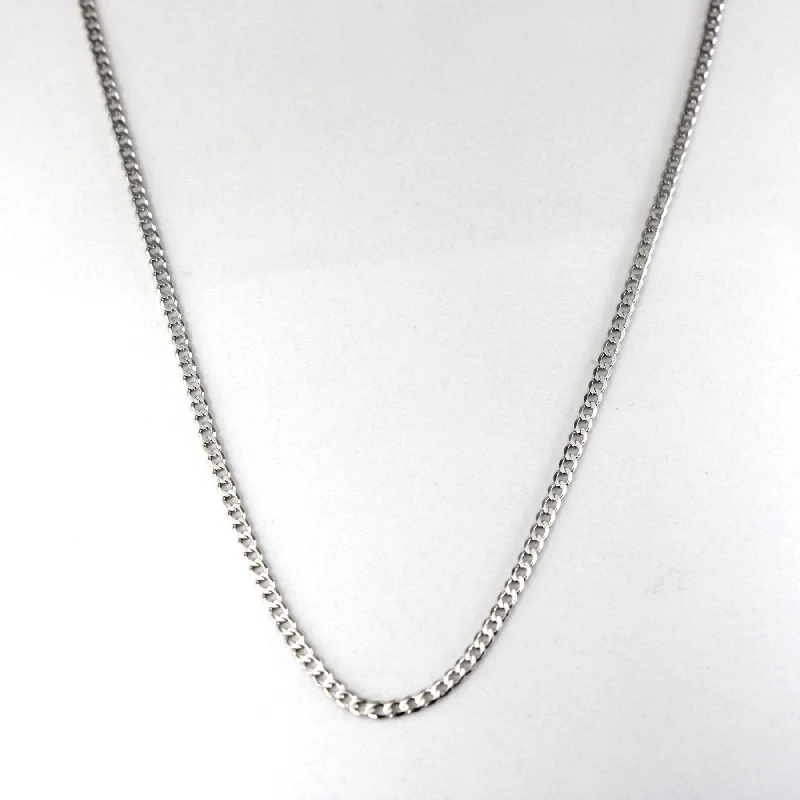 celestial crescent moon bracelet 10k White Gold Curb Link Chain | 20"|