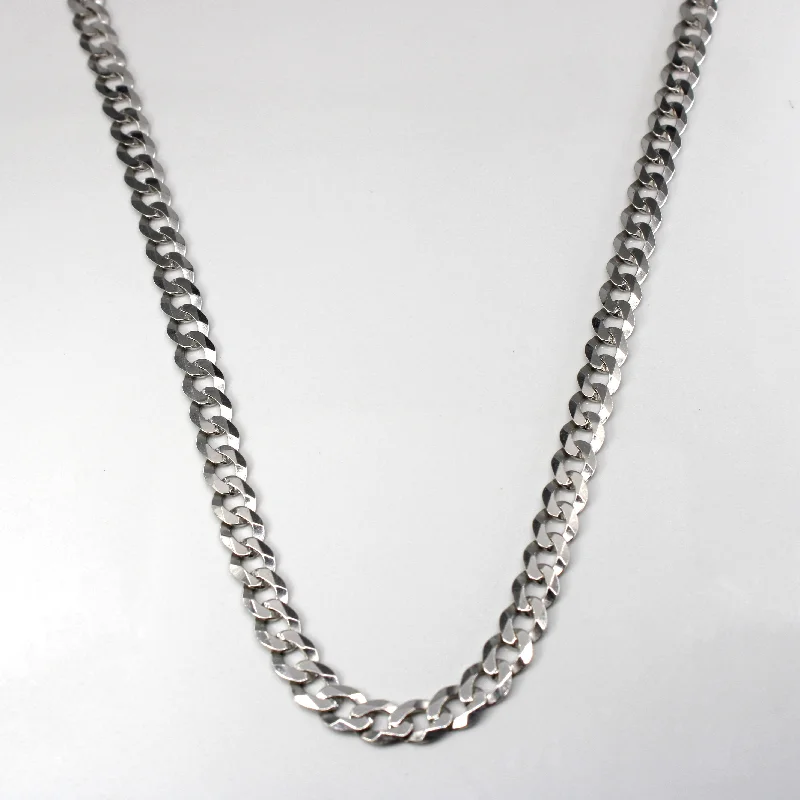 silver moon phase pendant White Gold Curb Link Chain | 22"|